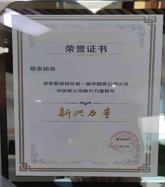 尊龙凯时铝业入选“2021第一届中国碳公司评选新兴力量”
